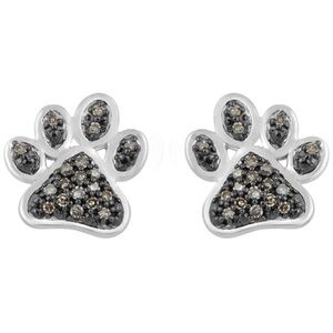 Champagne Diamonds Paw Print Earrings